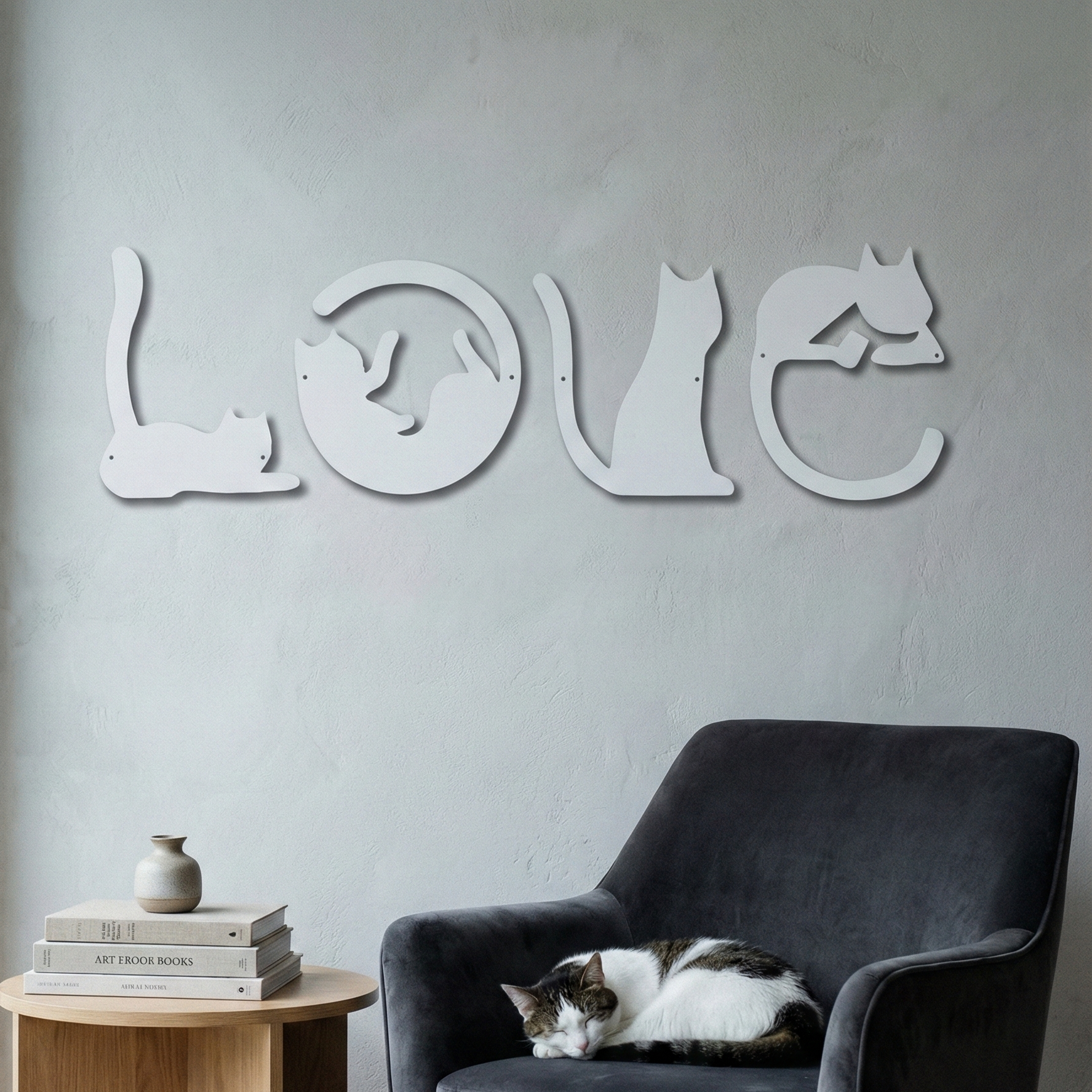 Metal Wall Art Love Cat No Frame Home Decor