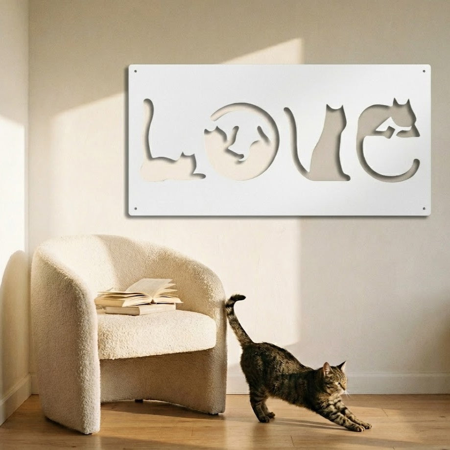 Metal Wall Art Love Cat Home Decor