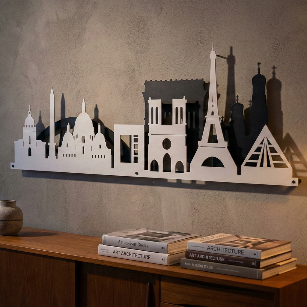 Metal Wall Art Paris City Skyline Home Decor