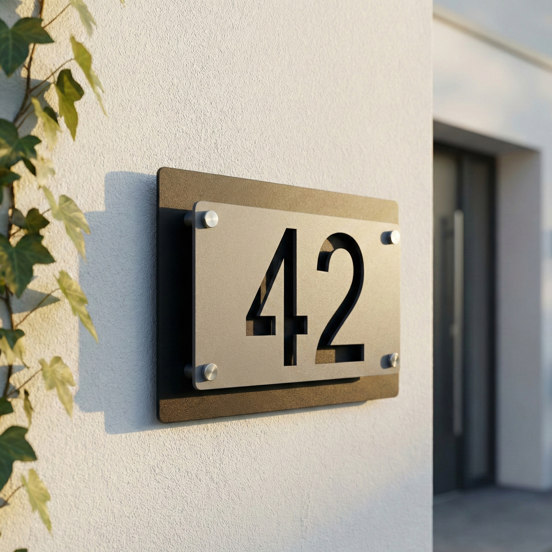 Metal Rectangular offset House Number Sign