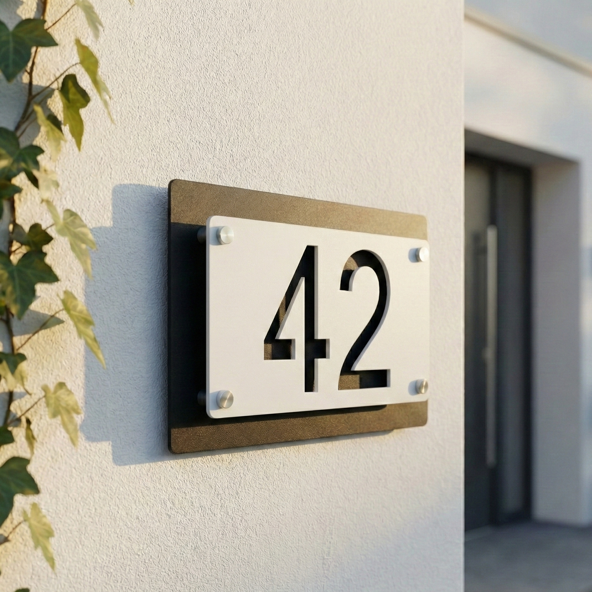 Metal Rectangular offset House Number Sign