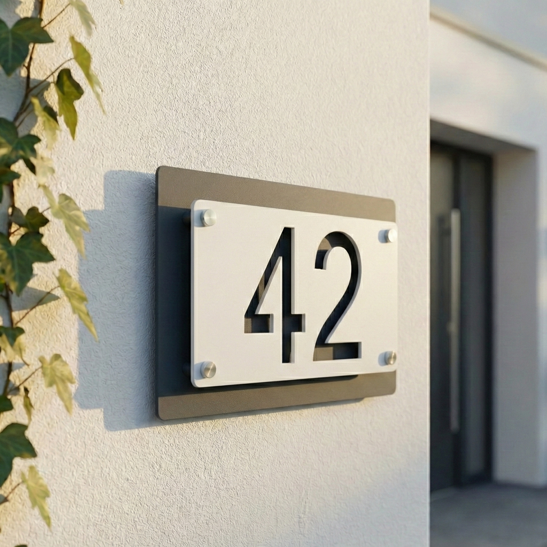 Metal Rectangular offset House Number Sign