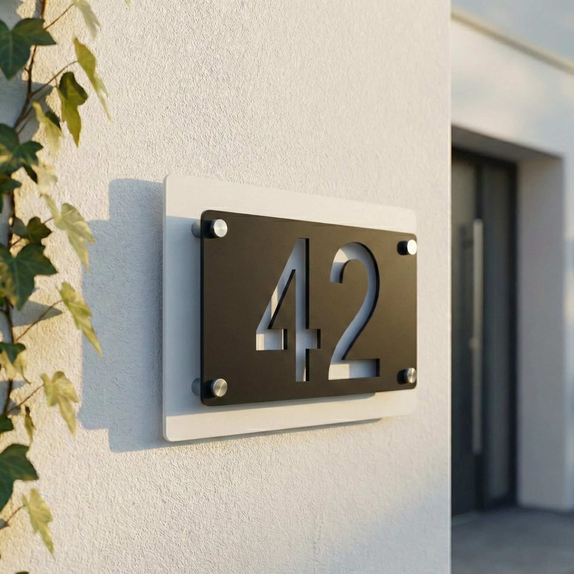 Metal Rectangular offset House Number Sign