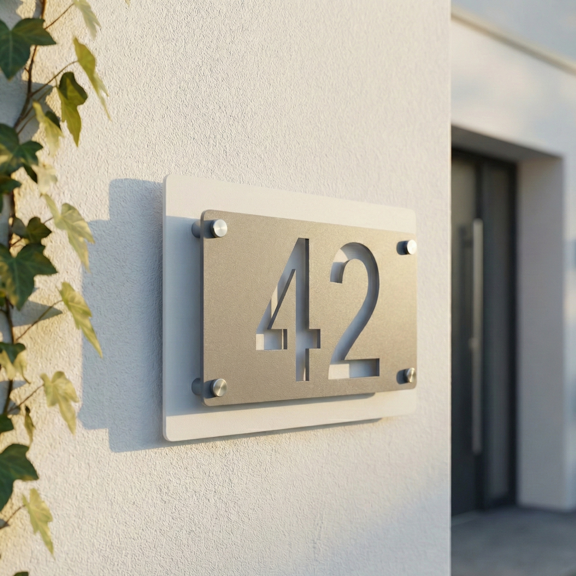 Metal Rectangular offset House Number Sign