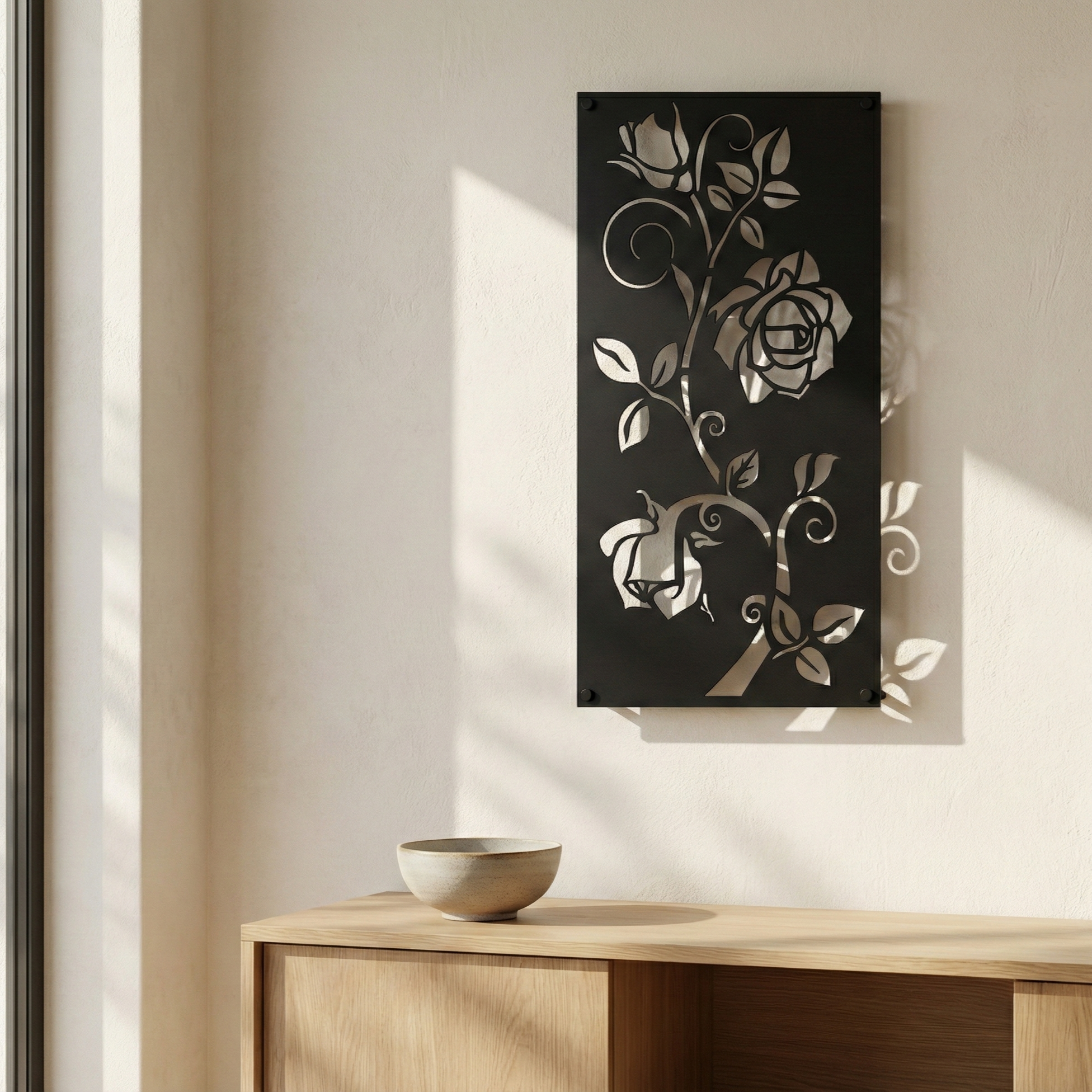 Metal Wall Art Rose Bush Home Decor