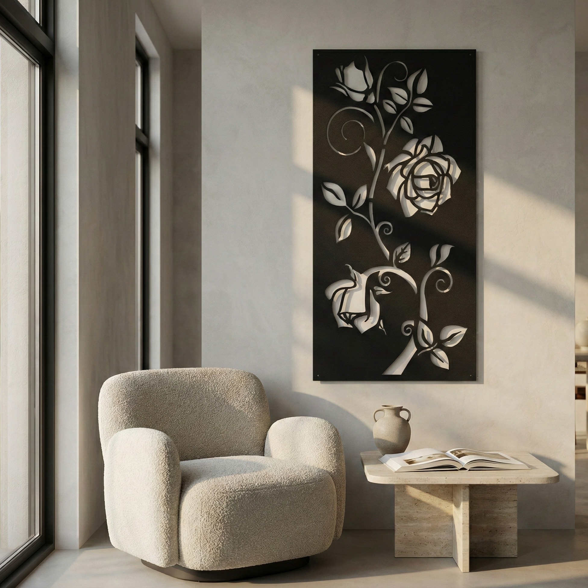 Metal Wall Art Rose Bush Home Decor