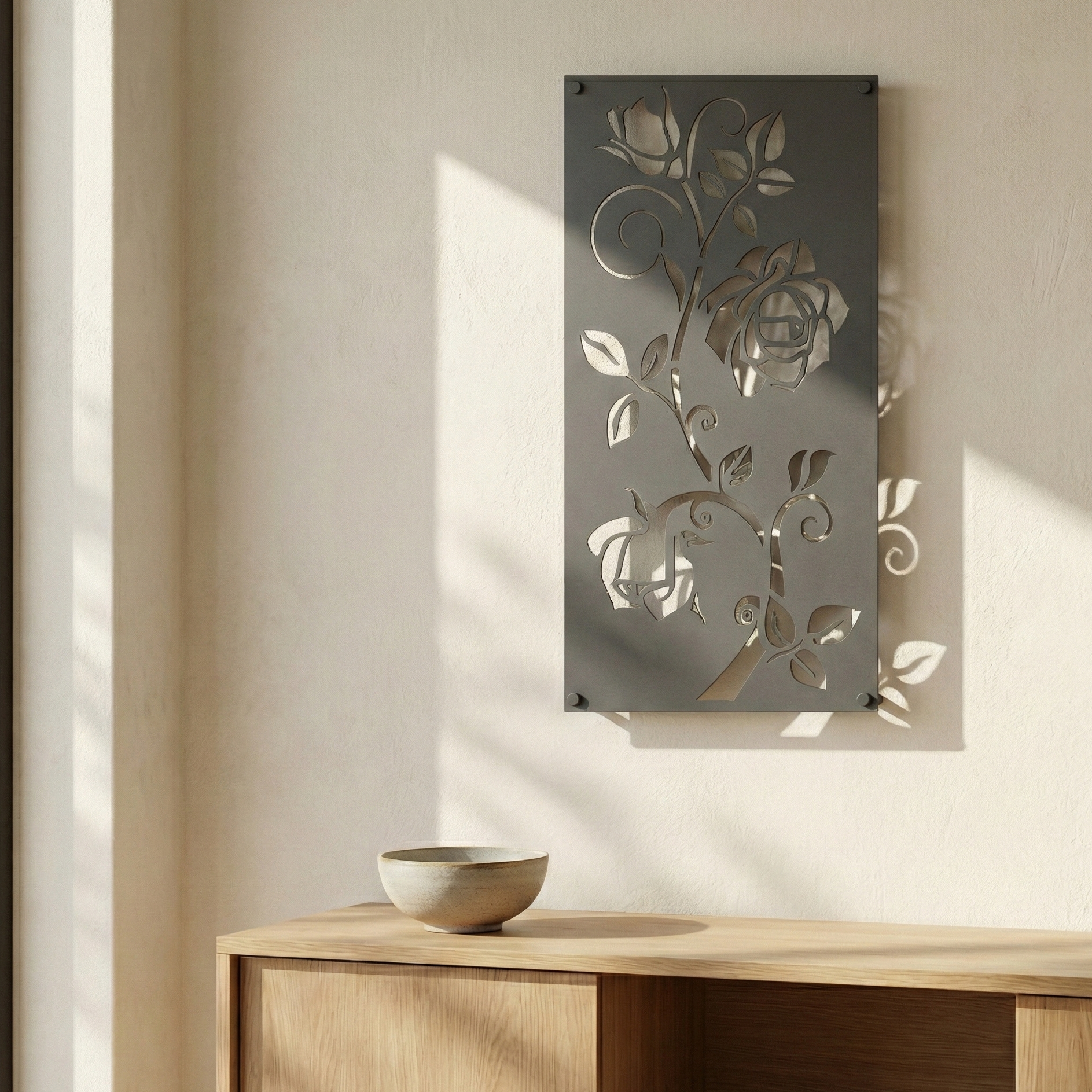 Metal Wall Art Rose Bush Home Decor