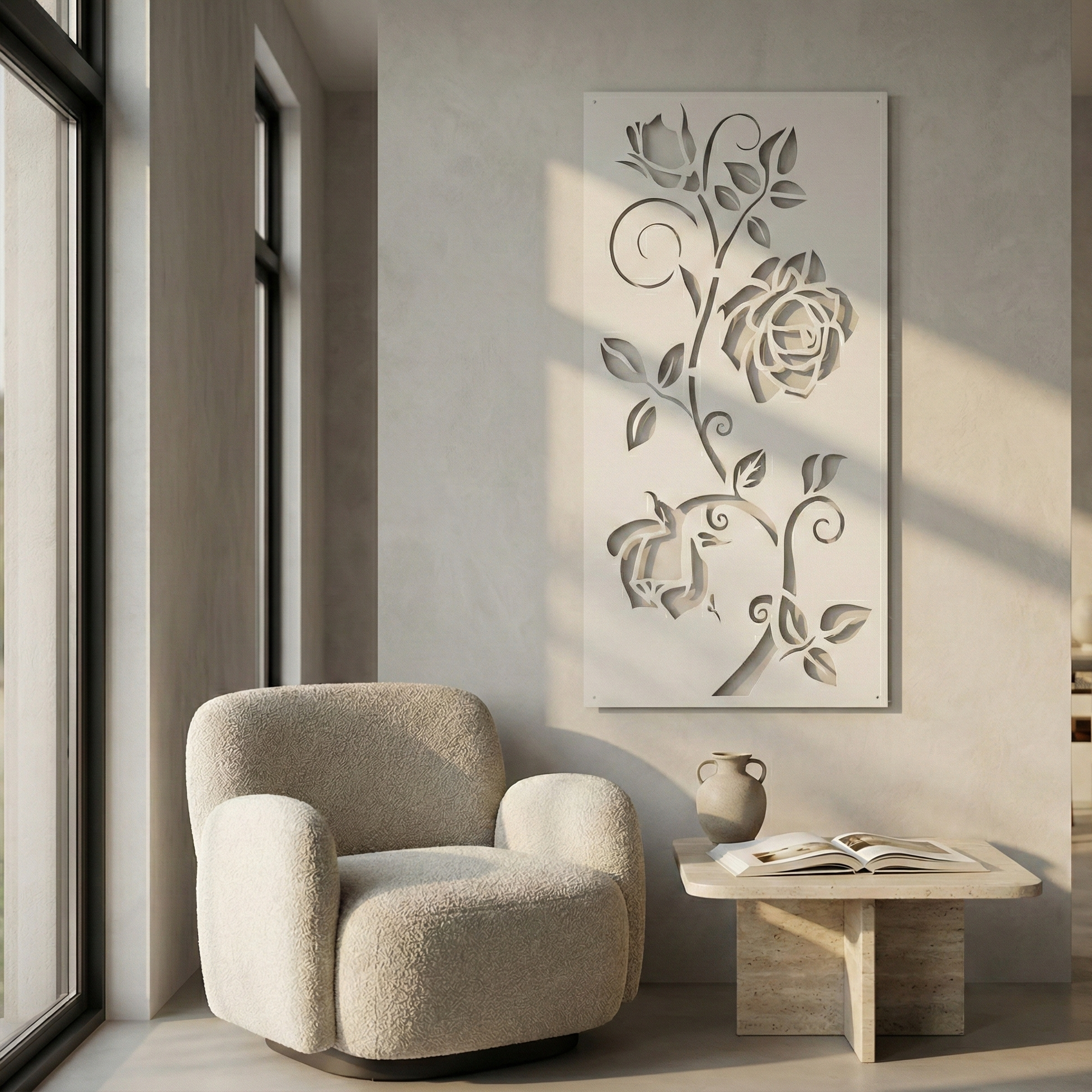 Metal Wall Art Rose Bush Home Decor