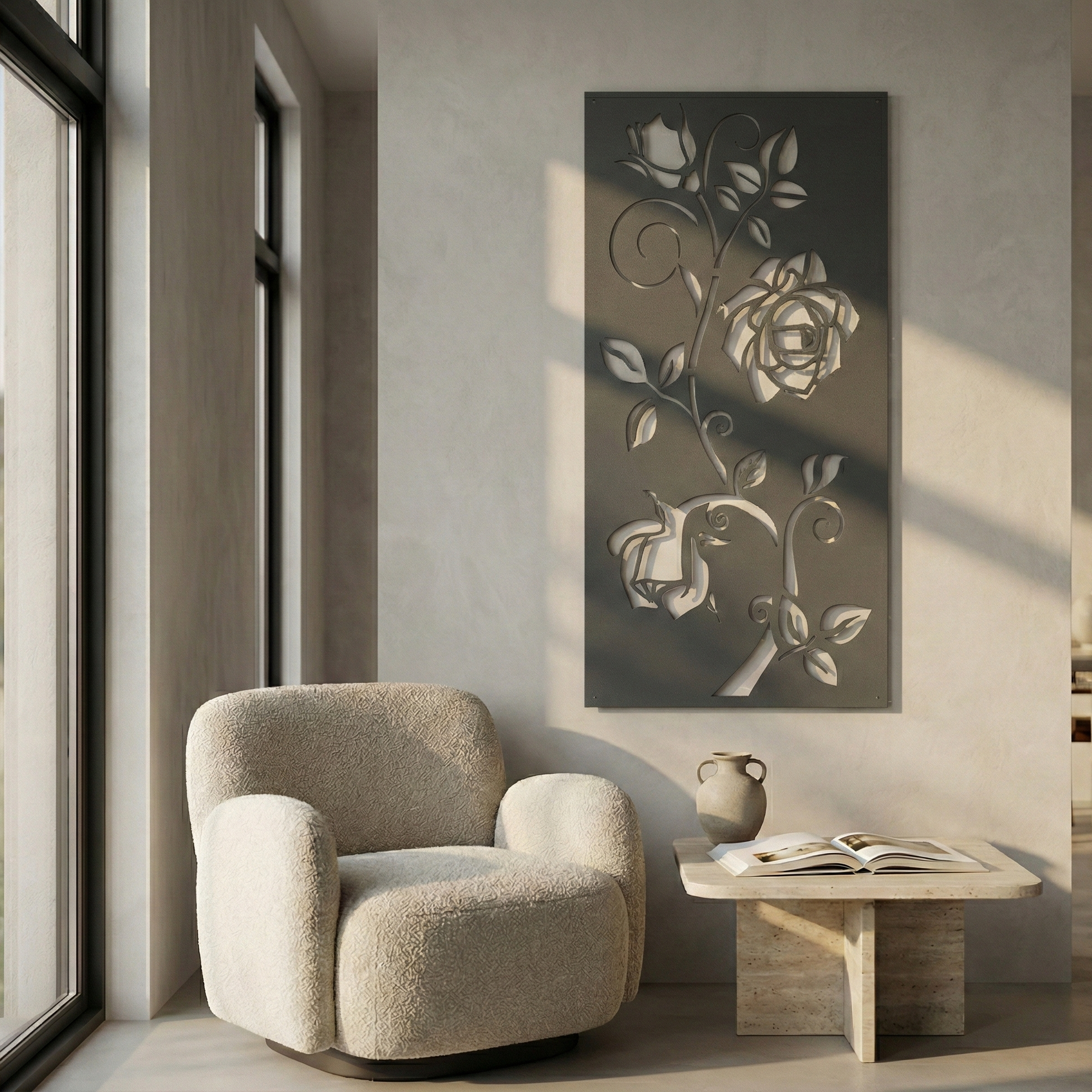 Metal Wall Art Rose Bush Home Decor