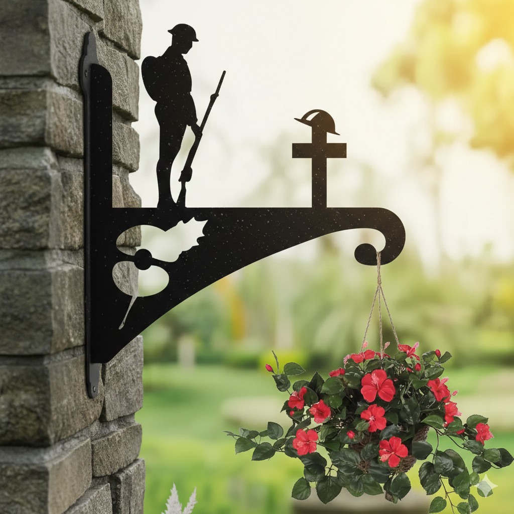 Hanging Basket Bracket Soldier Cross