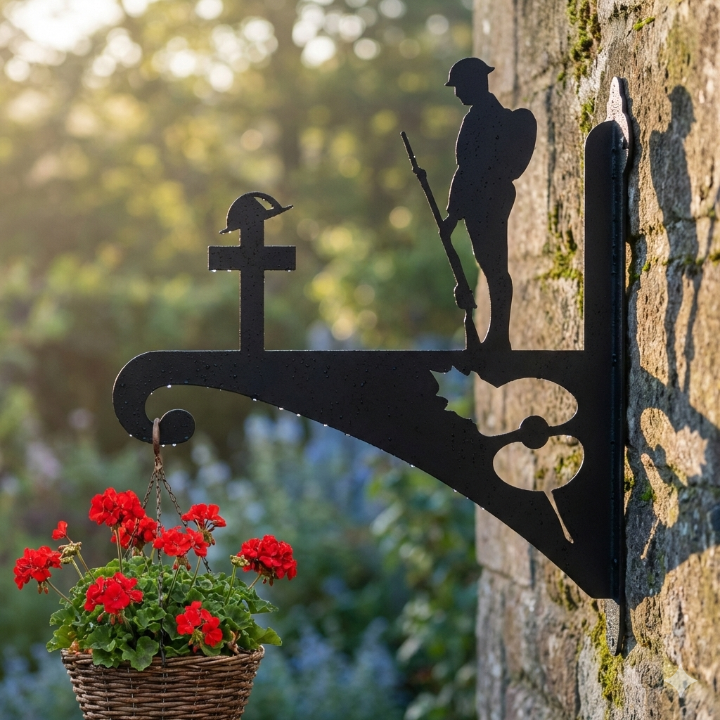 Hanging Basket Bracket Soldier Cross