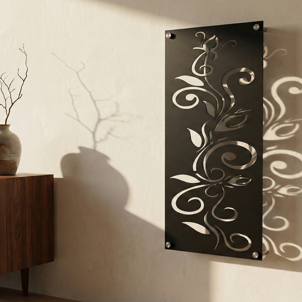Metal Wall Art Swirly Flower Home Decor