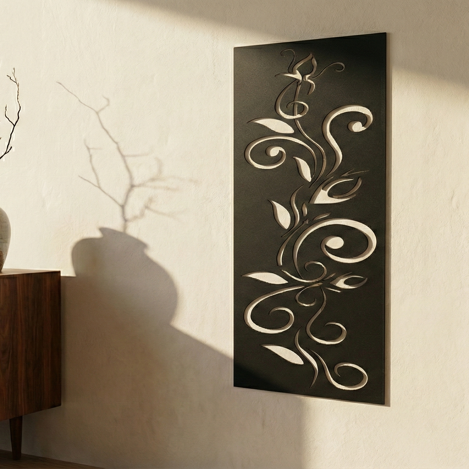 Metal Wall Art Swirly Flower Home Decor
