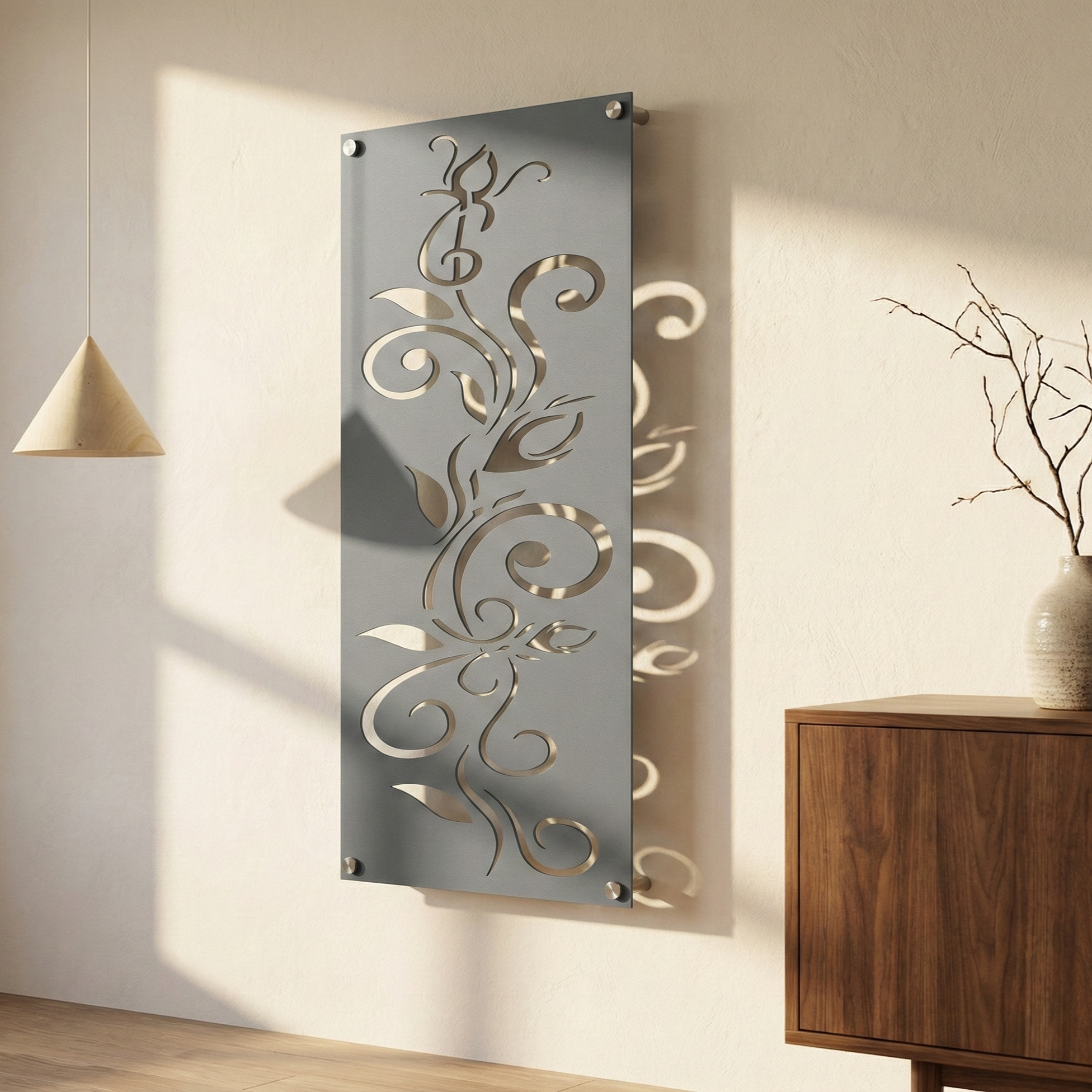 Metal Wall Art Swirly Flower Home Decor