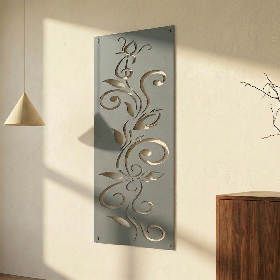 Metal Wall Art Swirly Flower Home Decor