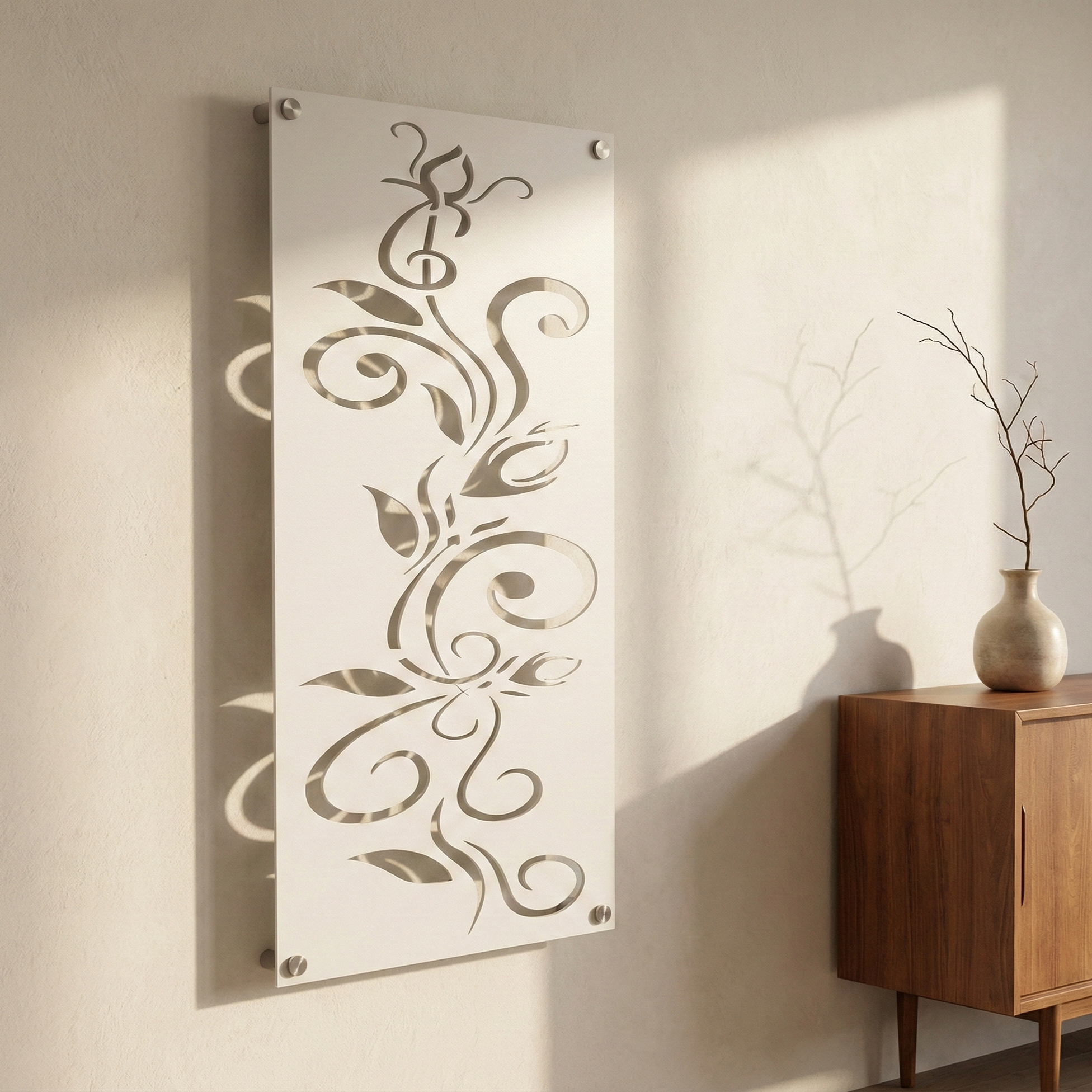 Metal Wall Art Swirly Flower Home Decor