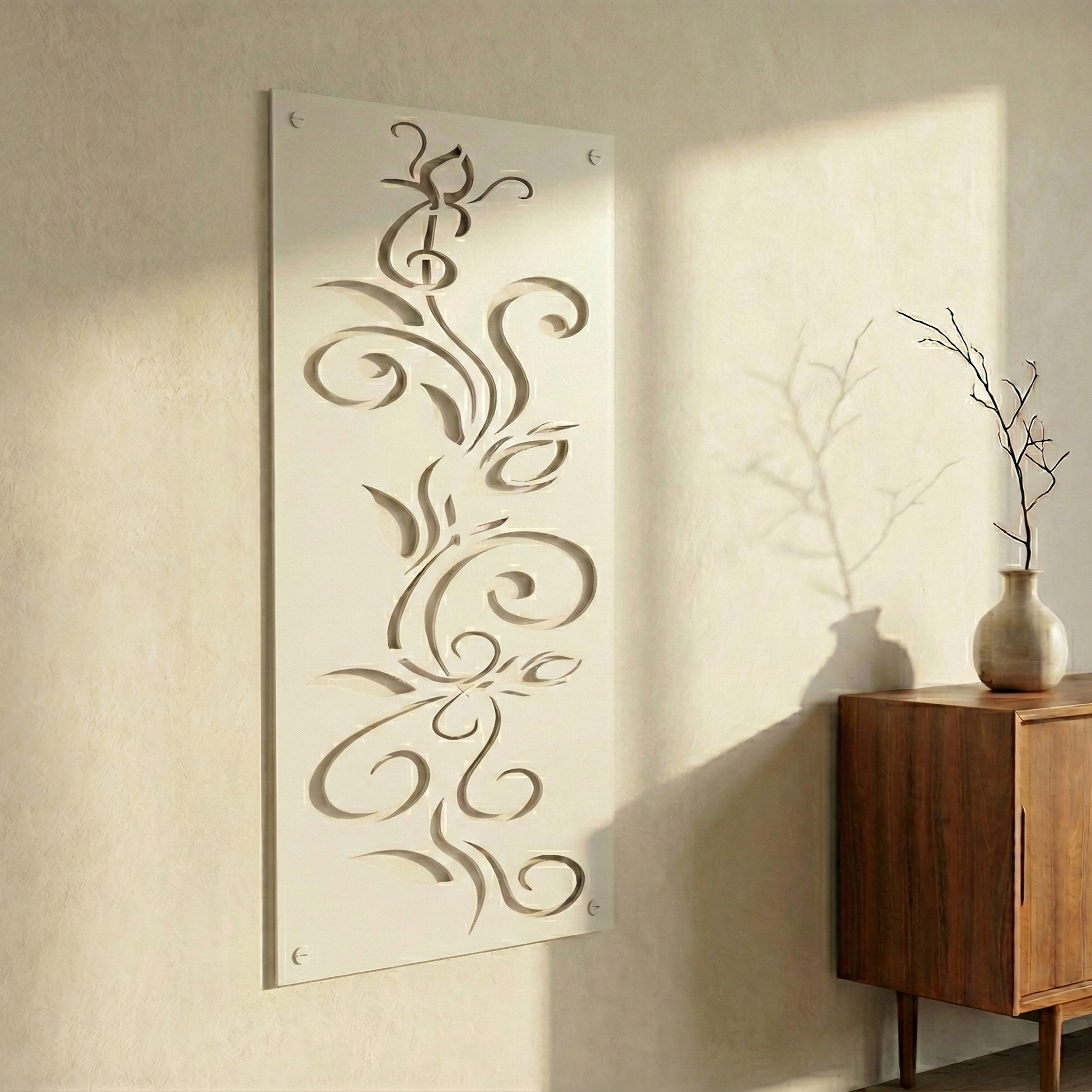 Metal Wall Art Swirly Flower Home Decor