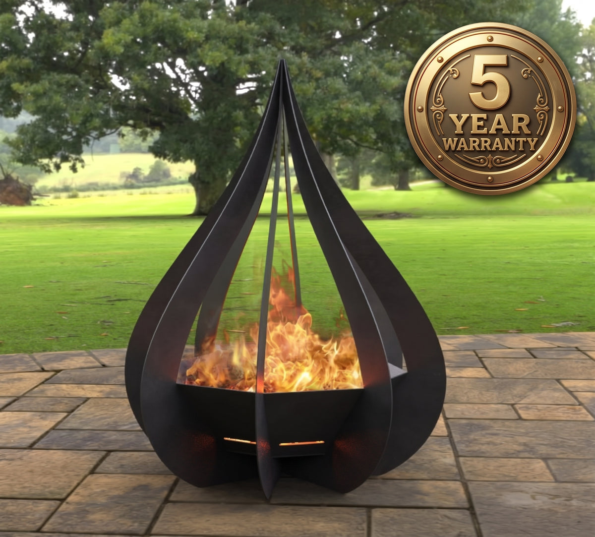 Teardrop Sculptural Steel Fire Pit, 80cm