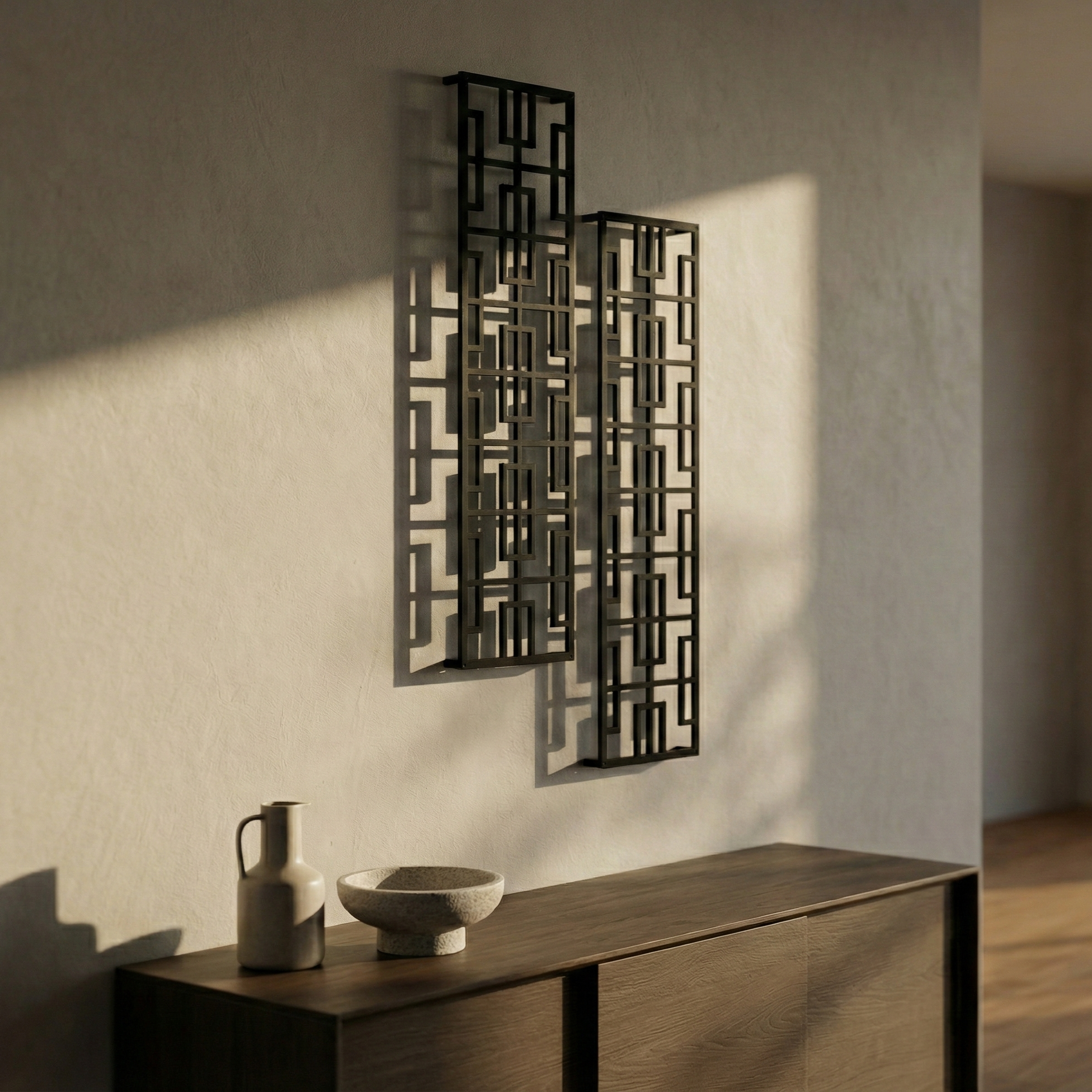 Metal Wall Art Vertical Abstract Set Home Decor