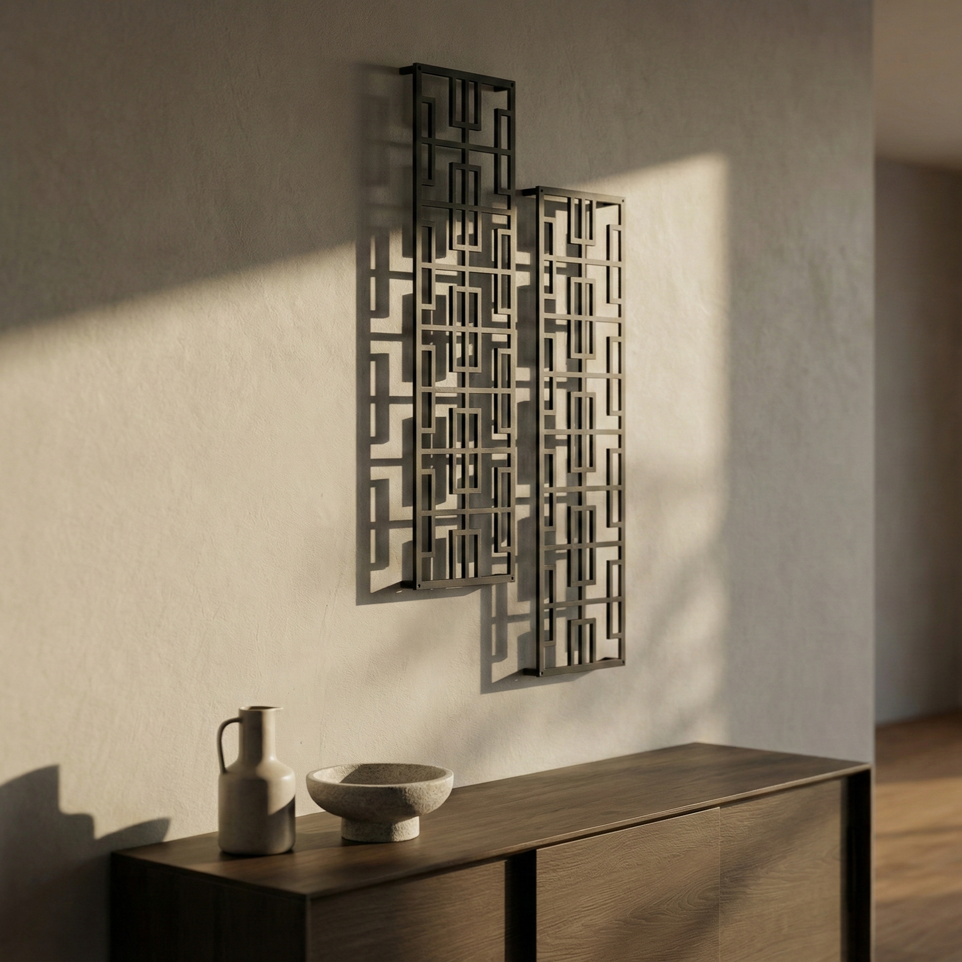Metal Wall Art Vertical Abstract Set Home Decor