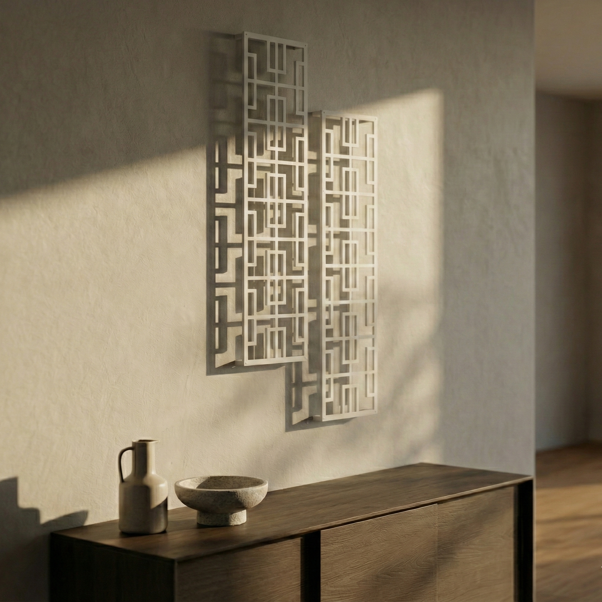 Metal Wall Art Vertical Abstract Set Home Decor