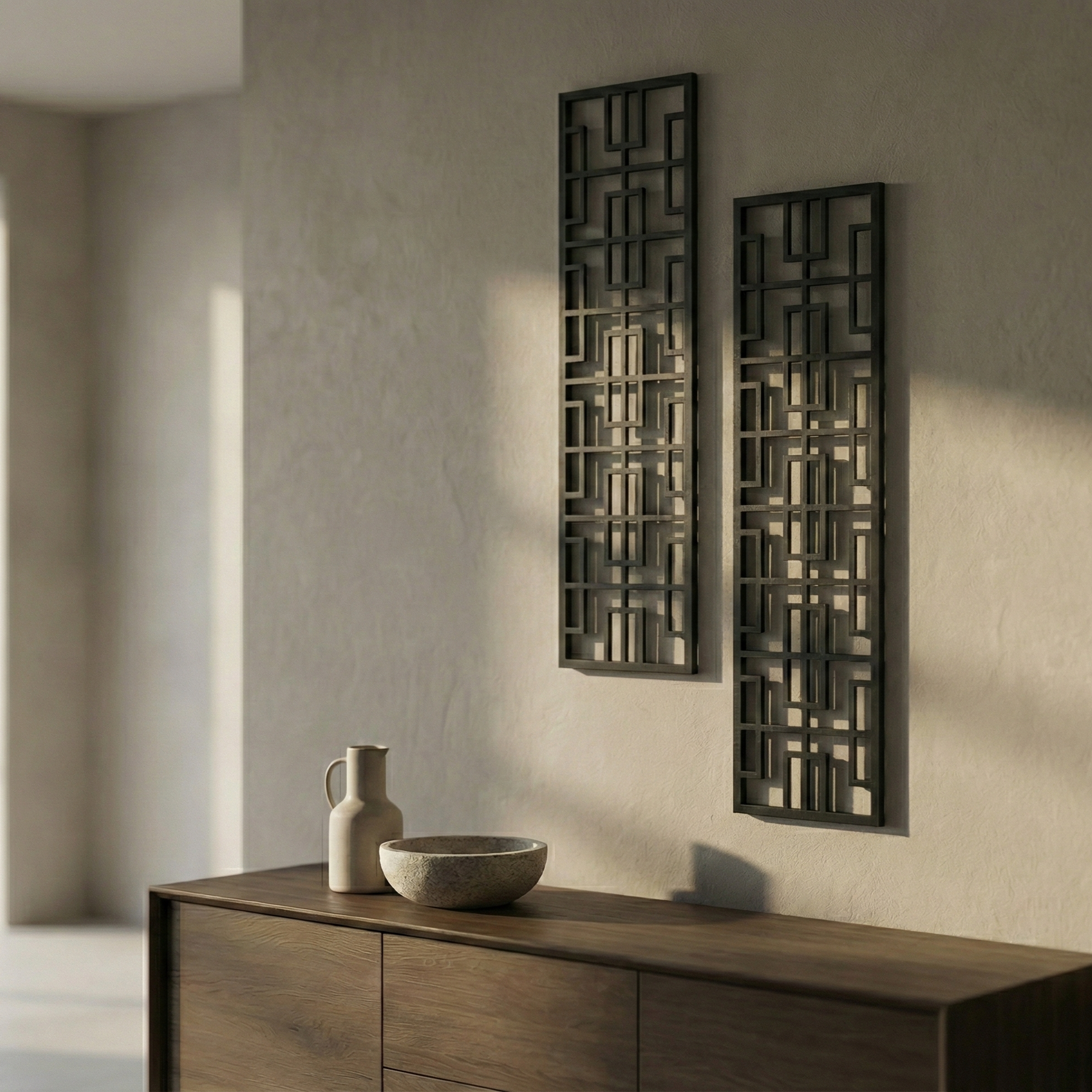 Metal Wall Art Vertical Abstract Set Home Decor