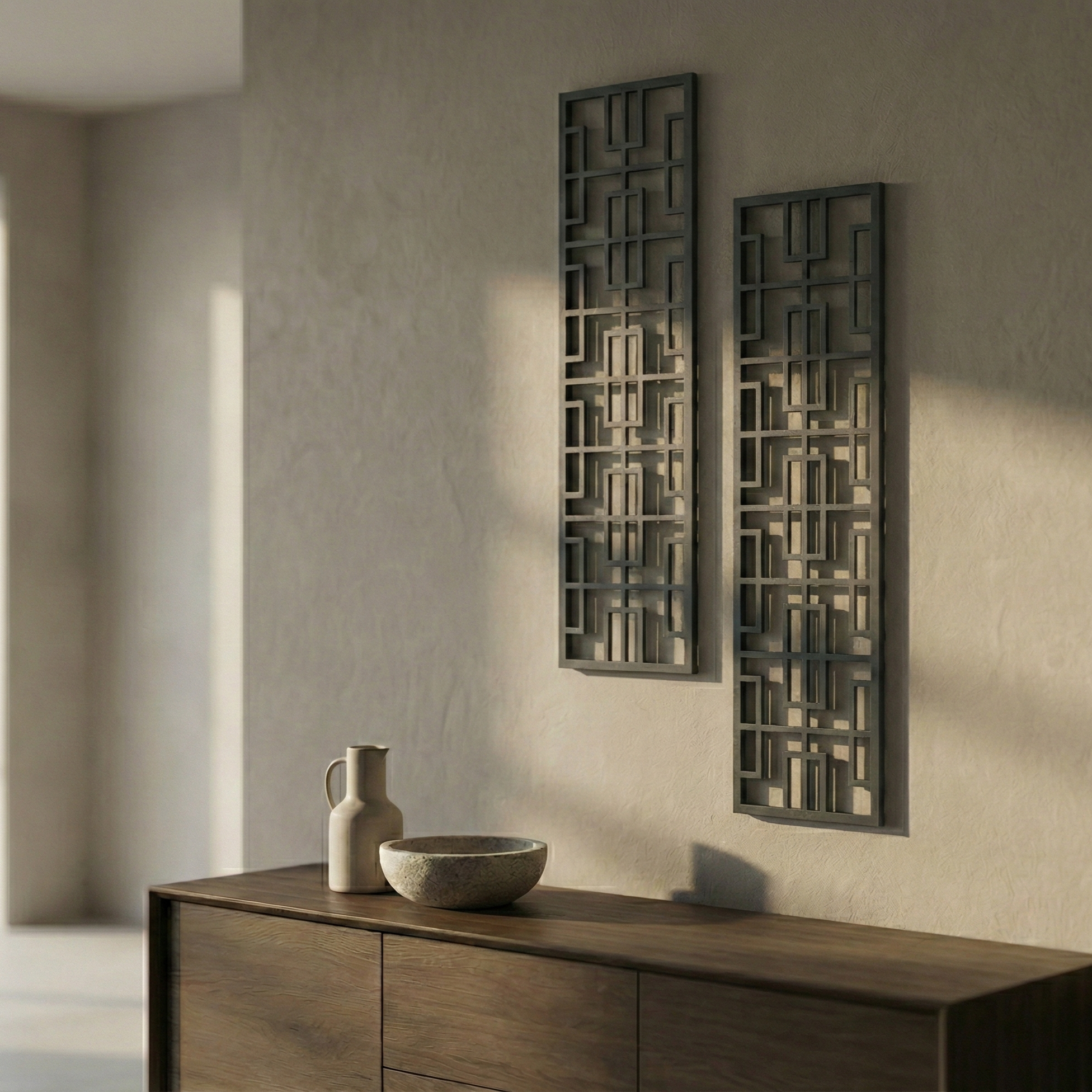 Metal Wall Art Vertical Abstract Set Home Decor