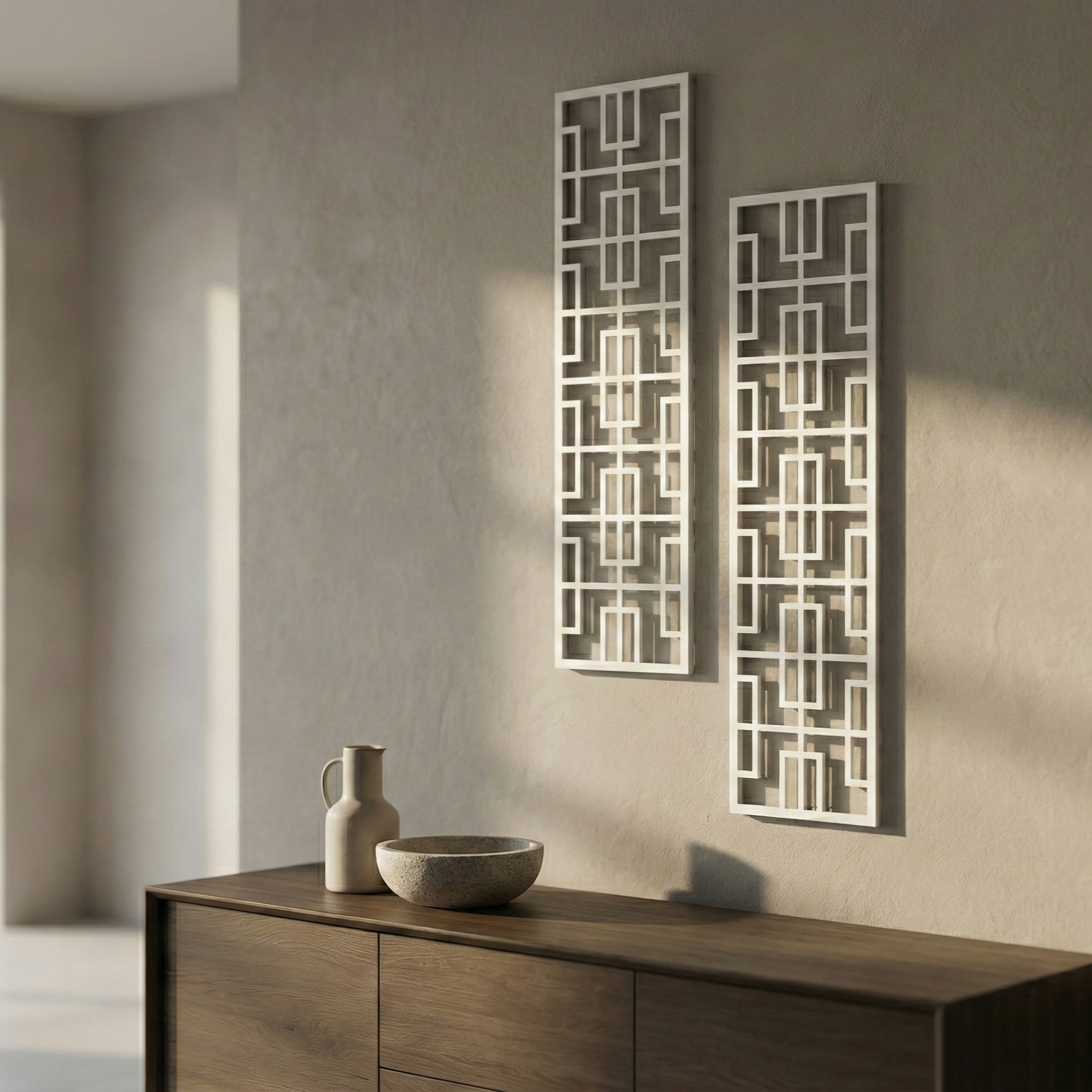 Metal Wall Art Vertical Abstract Set Home Decor