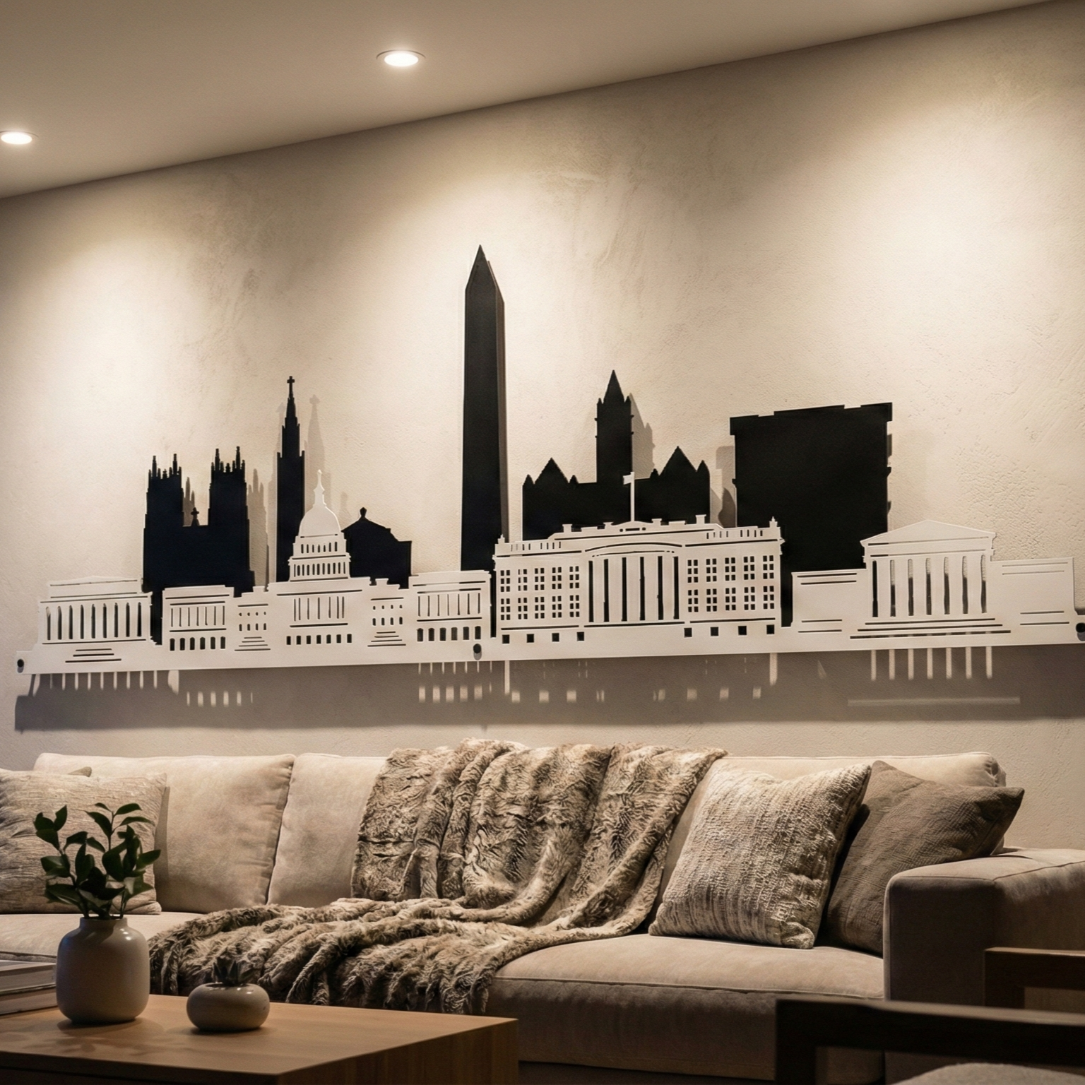Metal Wall Art Washington City Skyline Home Decor
