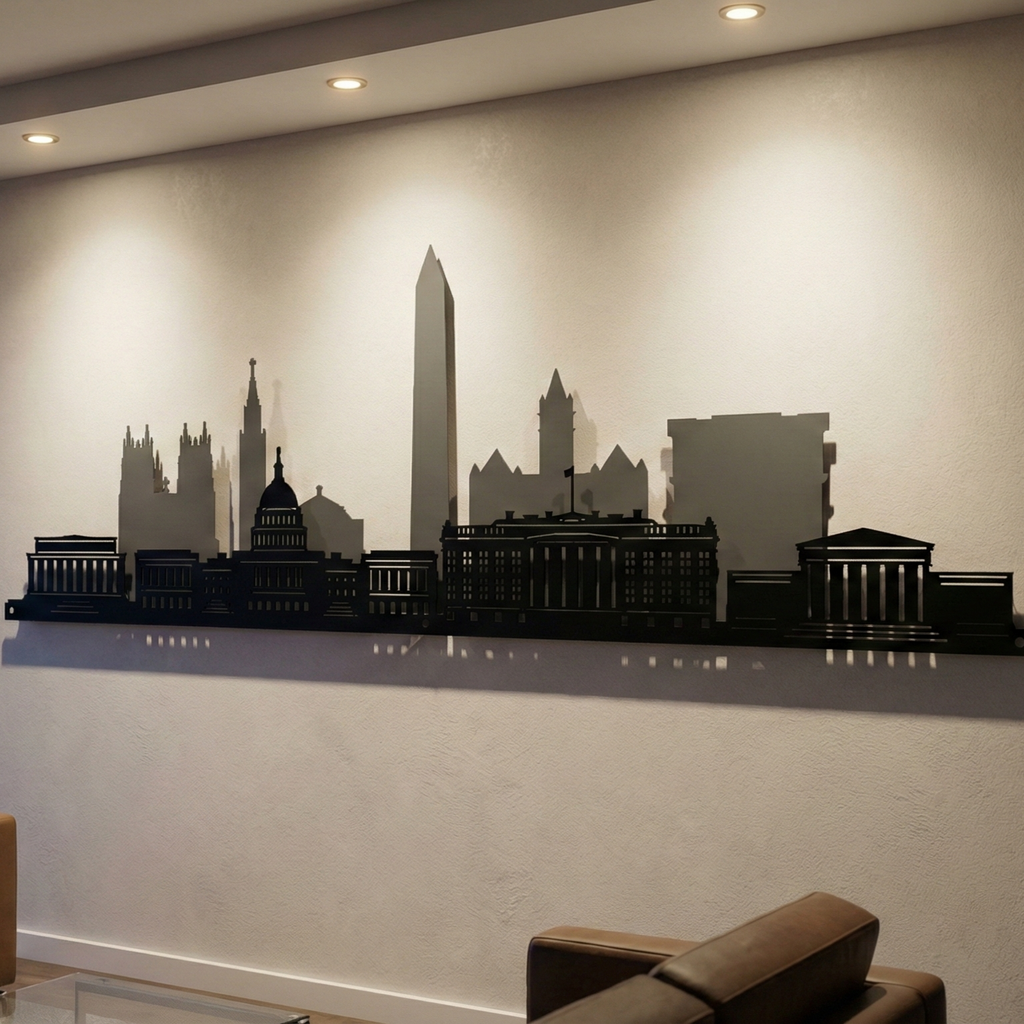 Metal Wall Art Washington City Skyline Home Decor