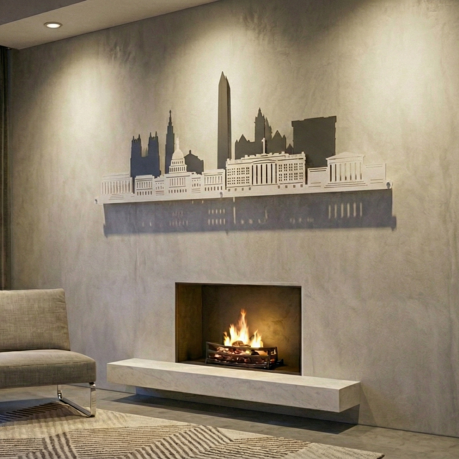 Metal Wall Art Washington City Skyline Home Decor