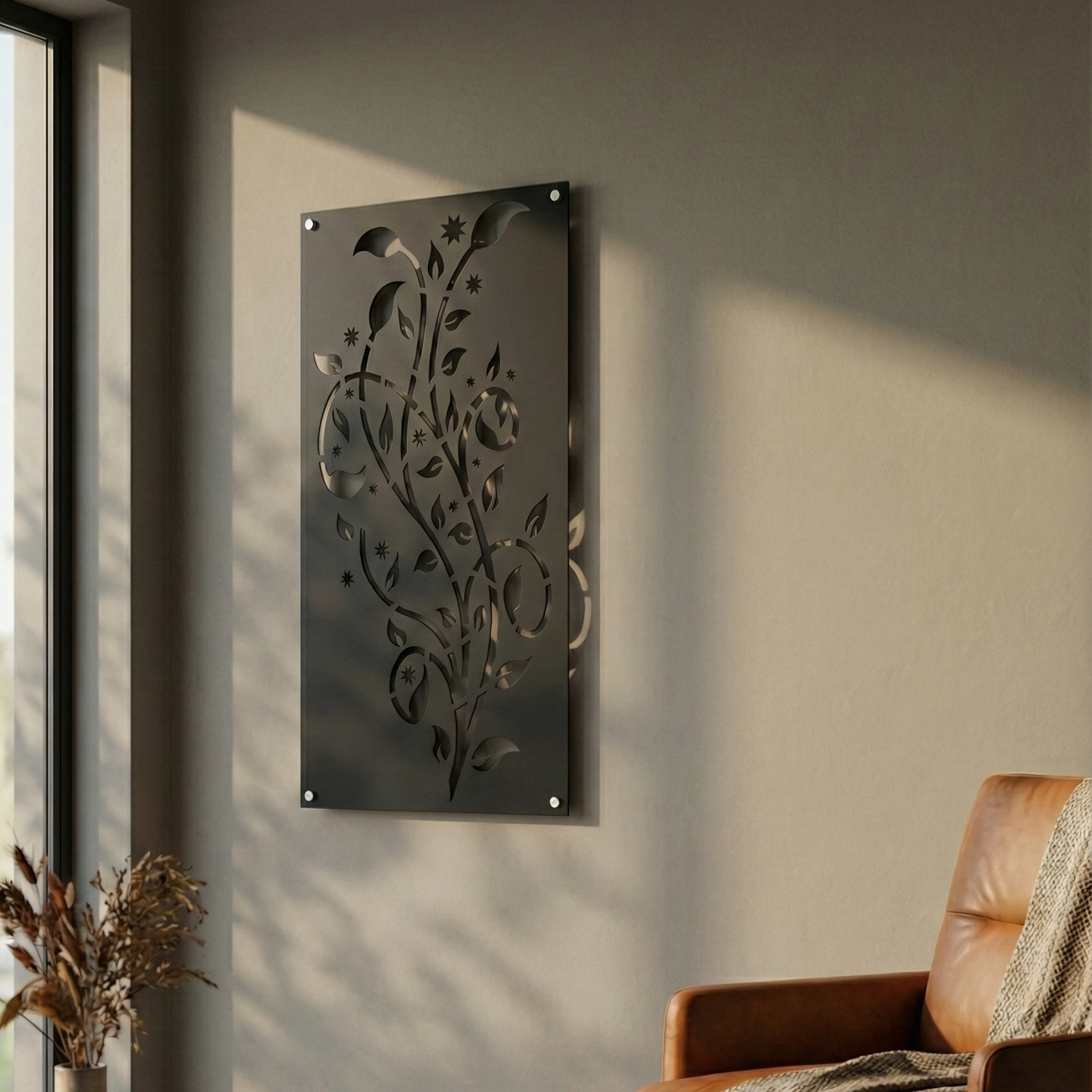 Metal Wall Art White Vines Home Decor