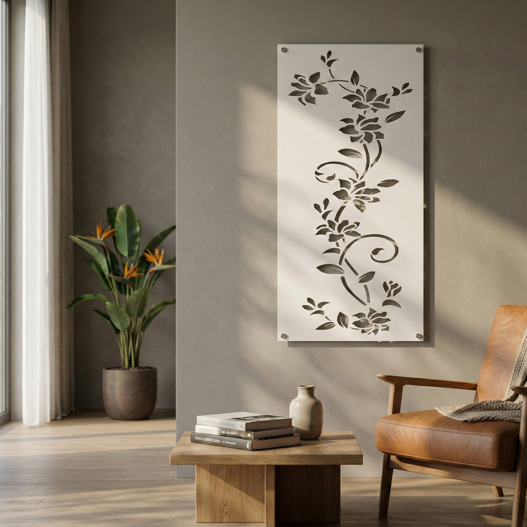Metal Wall Art White Vines Home Decor