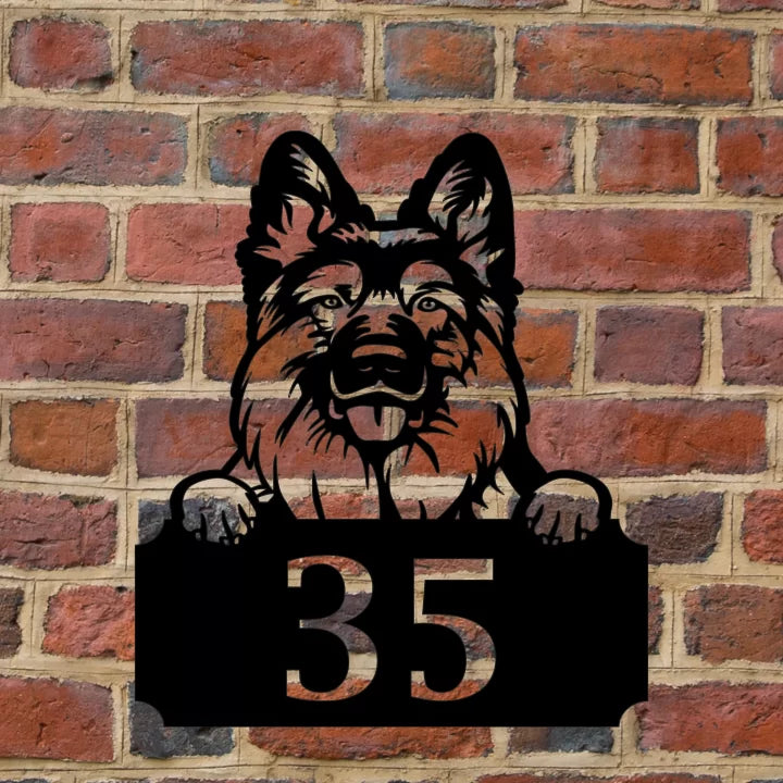 Metal House Number Peeping Dog image 13