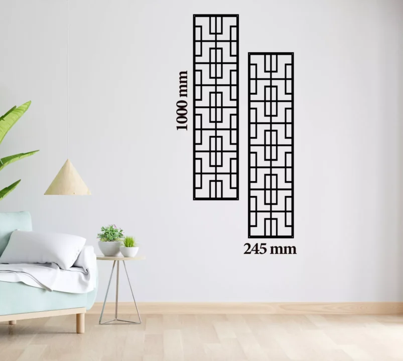 Metal Wall Art Vertical Abstract Set Home Decor image 0