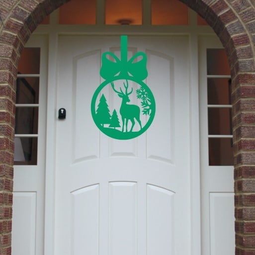 Christmas Wreath Christmas Stag front Door Hanger image 1