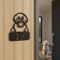 Metal House Number Peeping Dog