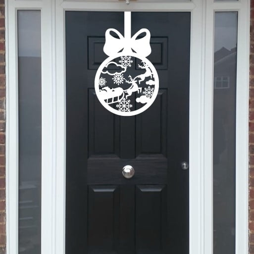 Christmas Wreath Santa Bauble Front Door Hanger image 5
