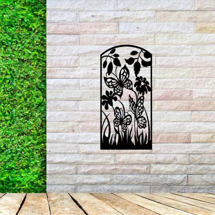 Metal Wall Art Butterfly Flower Screen image 3
