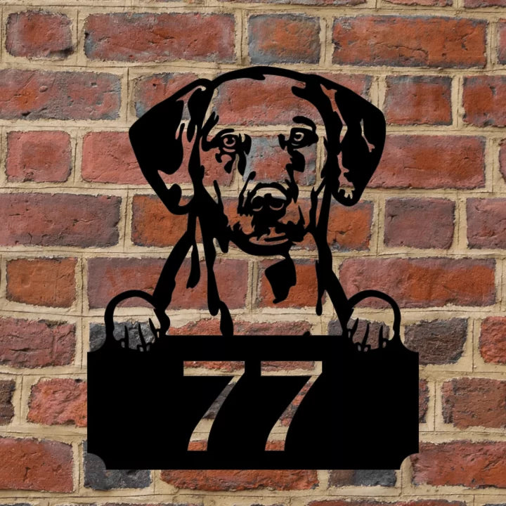 Metal House Number Peeping Dog image 9