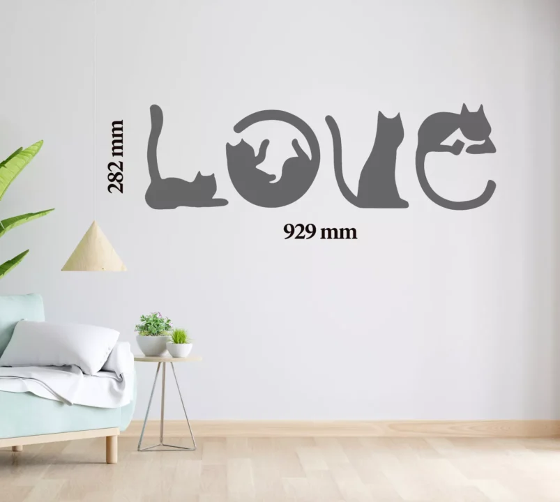 Metal Wall Art Love Cat No Frame Home Decor image 1
