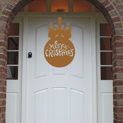 Christmas Wreath Merry Christmas Bauble Front Door Hanger image 1