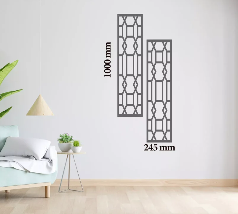 Metal Wall Art Vertical Abstract Diamond Set Home Decor image