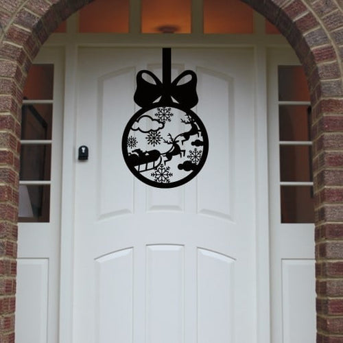 Christmas Wreath Santa Bauble Front Door Hanger image 1