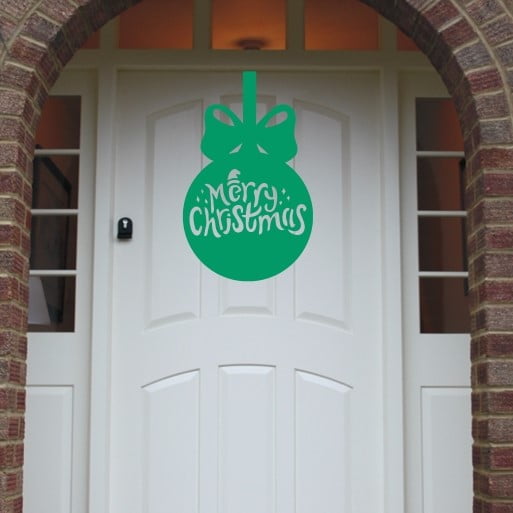 Christmas Wreath Merry Christmas Bauble Front Door Hanger image 2
