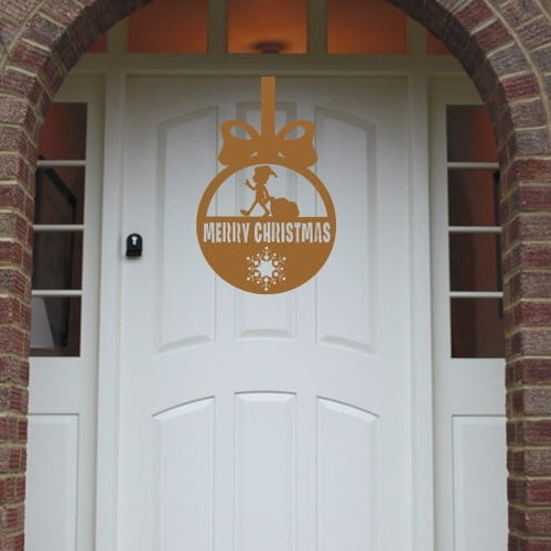 Christmas Wreath Elf Bauble Front Door Hanger image 1