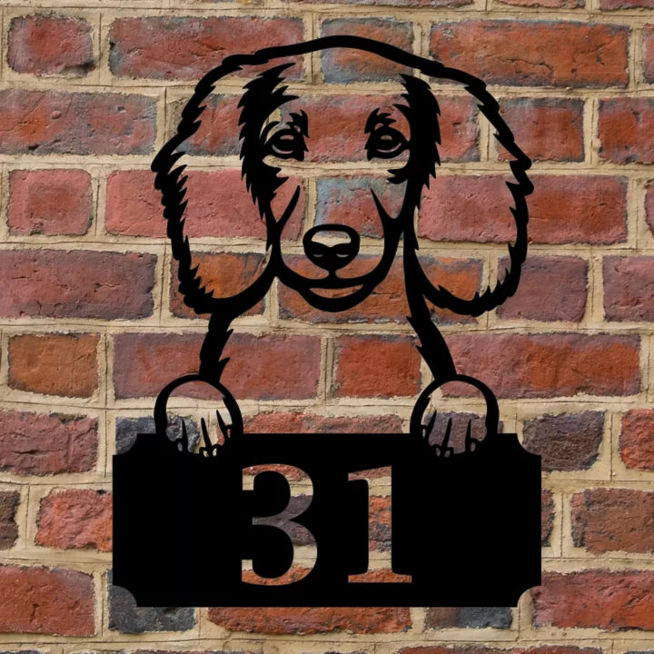 Metal House Number Peeping Dog image 7