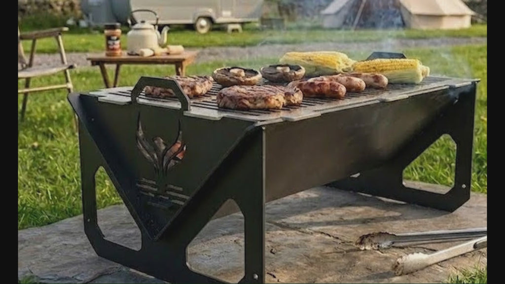 Phoenix Flat Pack BBQ Portable Metal Camping Grill