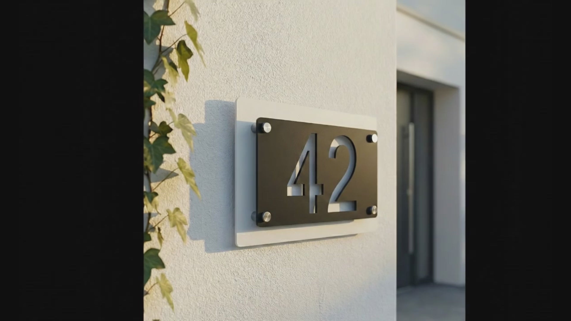 Metal Rectangular offset House Number Sign