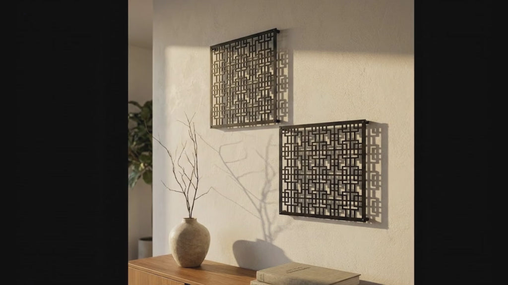 Metal Wall Art Geometric Squares Home Decor